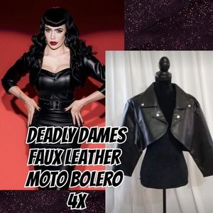 DEADLY DAMES faux leather moto bolero BLACK 4X